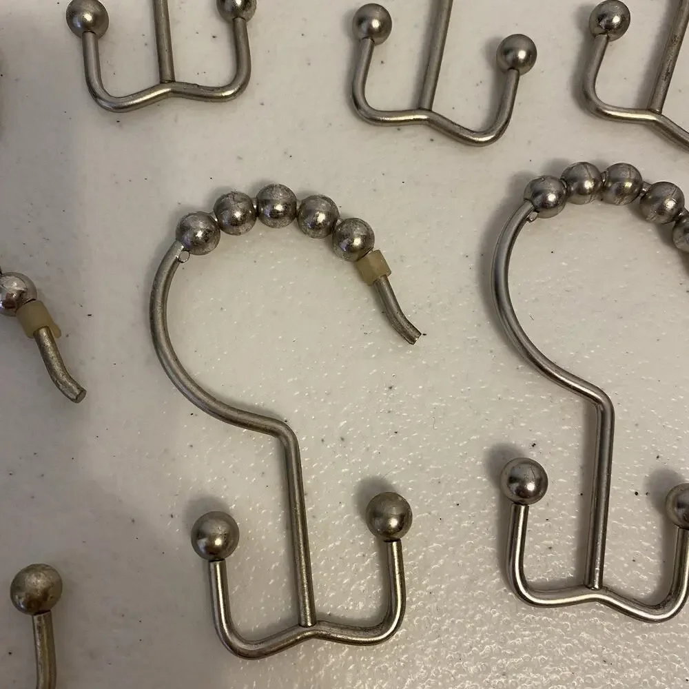 Unbranded Double Glide Roller Set of 12 Shower Curtain Hooks, Double Sided